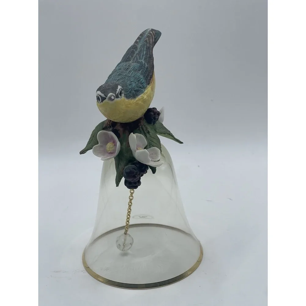 Vintage Made in‎ Japan Porcelain Bird Bell Hand Painted Songbird with Glass Bell